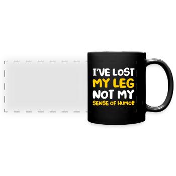 Handicap Amputierter Amputation Beinprothese - Panorama-Tasse farbig - Schwarz - Vorne