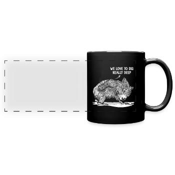 Creusez vraiment profondément Wombat Animaux australiens - Mug panoramique uni - noir - Devant