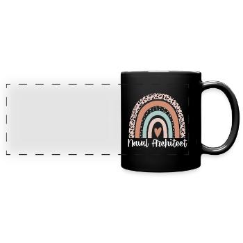 Naval Architect Rainbow Leopard Funny Naval - Full Colour Panoramic Mug - black - Front