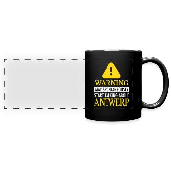 WARNING !: Antwerp - Full Colour Panoramic Mug - black - Front