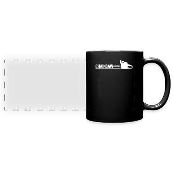 Scie à chaîne tronçonneuse - Mug panoramique uni - noir - Devant