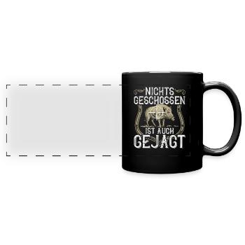Nichts geschossen ist auch gejagt - Jäger - Jagd - Panorama-Tasse farbig - Schwarz - Vorne