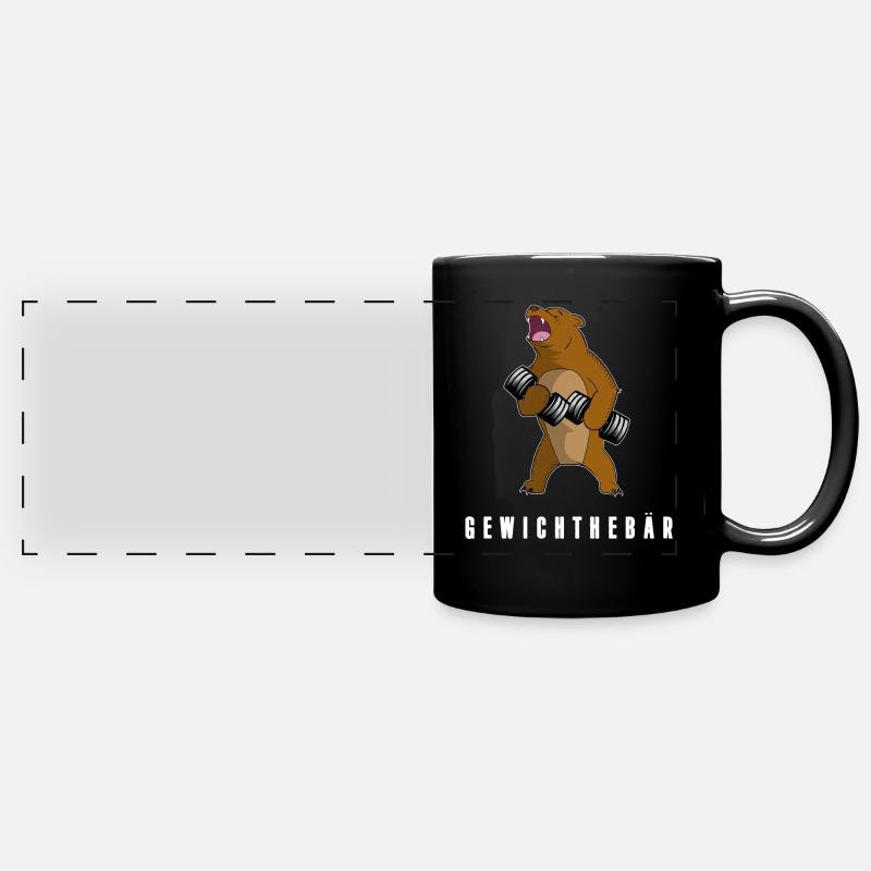 Süsser Bär Gewichthebär, Gewichtheber - Panorama-Tasse farbig - Schwarz