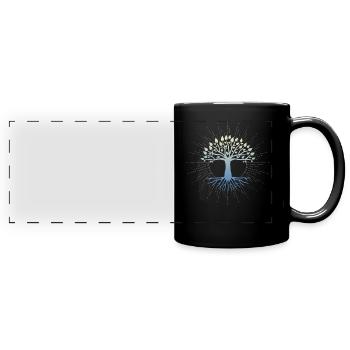 Lebensbaum , Chakras für spirituelles Yoga, Buddha - Panorama-Tasse farbig - Schwarz - Vorne
