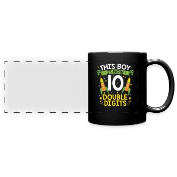 10 Geburtstag Jungs 10 Jahre Geschenk - Panorama-Tasse farbig - Schwarz - Vorne