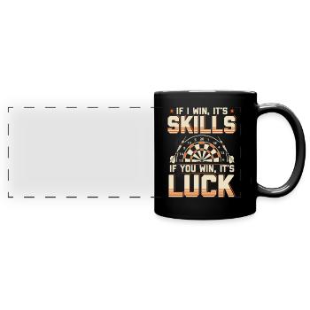 Fléchettes | Drôle de fléchettes de fléchettes cadeau joueur de fléchettes - Mug panoramique uni - noir - Devant