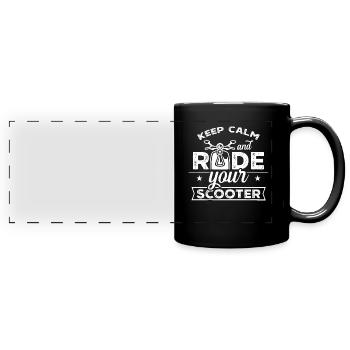 Roller Fahren Motorroller Rollerfahrer Moped - Panorama-Tasse farbig - Schwarz - Vorne