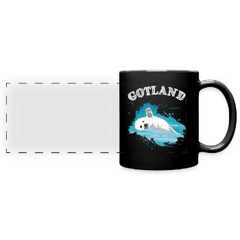 Gotland Mer Baltique Île Holiday Seal dans la mer - Mug panoramique uni - noir - Devant