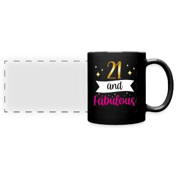 21 And Fabulous Birthday Party - Full Colour Panoramic Mug - black - Front