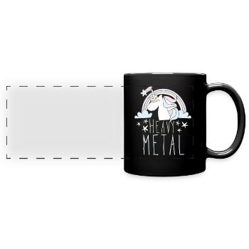 Heavy Metal Einhorn - Panorama-Tasse farbig - Schwarz - Vorne