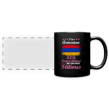 Armenian Woman Superstitious Stitious - Full Colour Panoramic Mug - black - Front