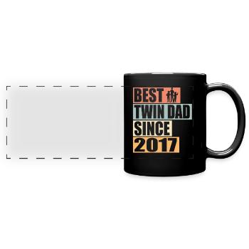 Zwillinge Vater Zwillingsvater seit 2017 - Panorama-Tasse farbig - Schwarz - Vorne
