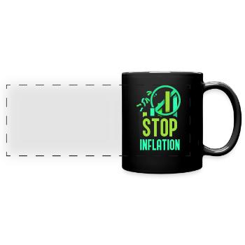 Stop Inflation Humour Impression monétaire Stagflation - Mug panoramique uni - noir - Devant