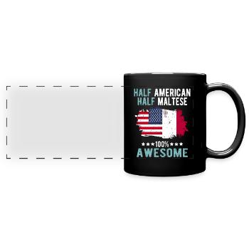 Halb Amerikaner Halb Mateser - Panorama-Tasse farbig - Schwarz - Vorne