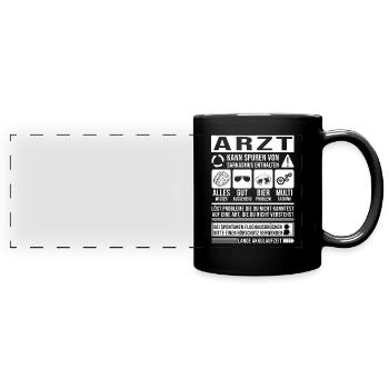 Arzt Spruch lustig - Panorama-Tasse farbig - Schwarz - Vorne