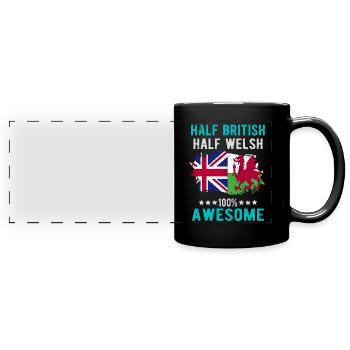 Halb Brite Halb Waliser - Panorama-Tasse farbig - Schwarz - Vorne