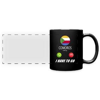 Comoros calls to Lusiger flags saying - Full Colour Panoramic Mug - black - Front