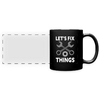 Automechaniker Werkzeuge Lassen Sie uns Dinge reparieren Automechaniker - Panorama-Tasse farbig - Schwarz - Vorne