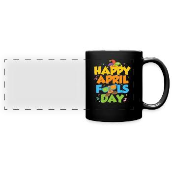 Joyeux poisson d’avril Jour de la blague Avril Sarcastique - Mug panoramique uni - noir - Devant