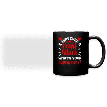 I survived a heart attack - Full Colour Panoramic Mug - black - Front
