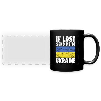 Ukraine Flag Slogan - Full Colour Panoramic Mug - black - Front