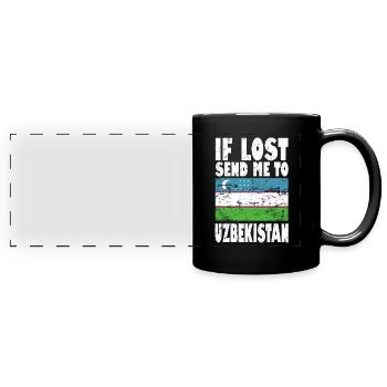 Drapeau de l’Ouzbékistan - Mug panoramique uni - noir - Devant