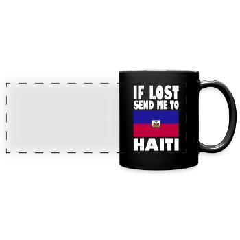Haiti Flag Slogan - Full Colour Panoramic Mug - black - Front