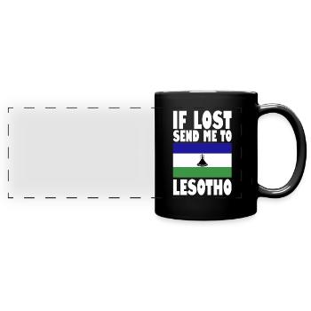 Lesotho Flagge Spruch - Panorama-Tasse farbig - Schwarz - Vorne