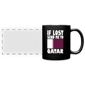 Qatar Flag Slogan - Full Colour Panoramic Mug - black - Front