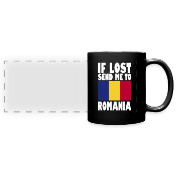 Romania Flag Slogan - Full Colour Panoramic Mug - black - Front