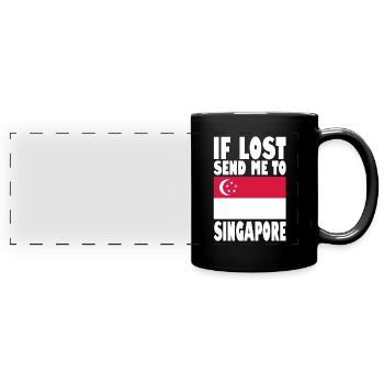 Drapeau de Singapour - Mug panoramique uni - noir - Devant