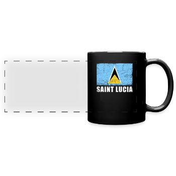 Saint Lucia Flag Grunge Saint Lucia Flag - Full Colour Panoramic Mug - black - Front