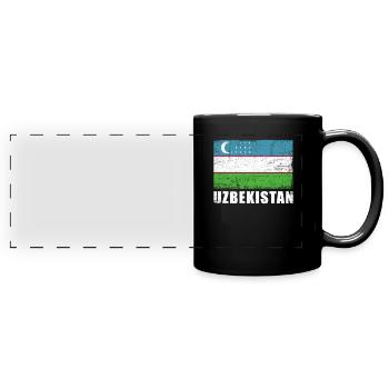 Drapeau de l’Ouzbékistan Grunge Drapeau de l’Ouzbékistan - Mug panoramique uni - noir - Devant