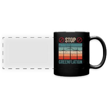 Greenflation Stop Green Inflation Energy - Full Colour Panoramic Mug - black - Front