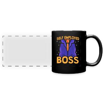 Self-employed boss Freelancer Self-employed - Full Colour Panoramic Mug - black - Front