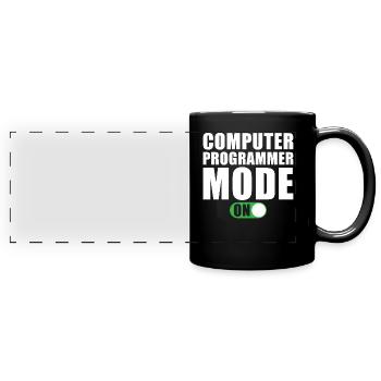 Mode programmeur informatique activé - Mug panoramique uni - noir - Devant