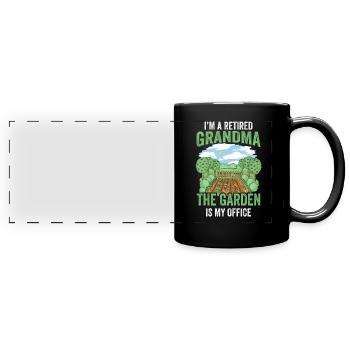 I am a retired grandmother garden grandma - Full Colour Panoramic Mug - black - Front