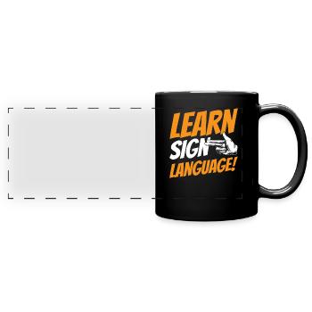 Gebärdensprache Lernen Awareness Gestik Gebärden - Panorama-Tasse farbig - Schwarz - Vorne