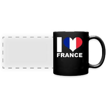 J’aime la France drapeau du cœur France - Mug panoramique uni - noir - Devant