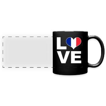 J’aime la France drapeau du cœur France - Mug panoramique uni - noir - Devant