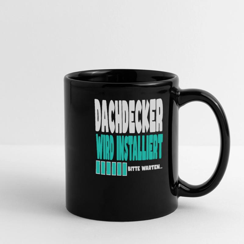 Dachdecker wird installiert Panorama-Tasse farbig