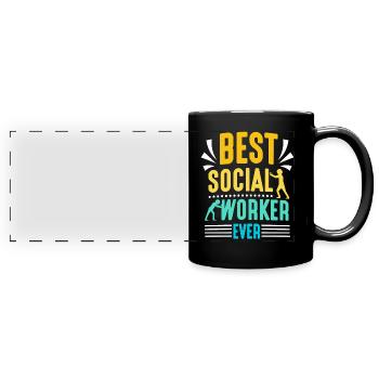 Meilleur travailleur social de tous les temps En travail social - Mug panoramique uni - noir - Devant