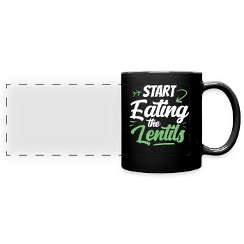 Start The Lentils To Eat Lentil Soup Lentil Lens - Full Colour Panoramic Mug - black - Front