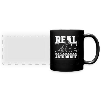 Real Life Astronaut Astronomie Weltraum Rakete - Panorama-Tasse farbig - Schwarz - Vorne