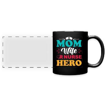 OP Krankenschwester Mama - Panorama-Tasse farbig - Schwarz - Vorne