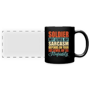Soldat sarkasmus lustiges Soldaten - Panorama-Tasse farbig - Schwarz - Vorne