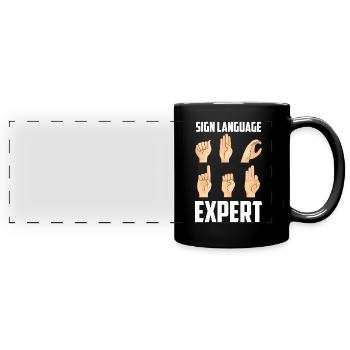 Gebärdensprache Experte Awareness Gebärden Gestik - Panorama-Tasse farbig - Schwarz - Vorne