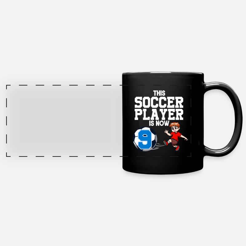 Soccer Player Is Now 9 Boy Soccer Birthday - Full Colour Panoramic Mug - black