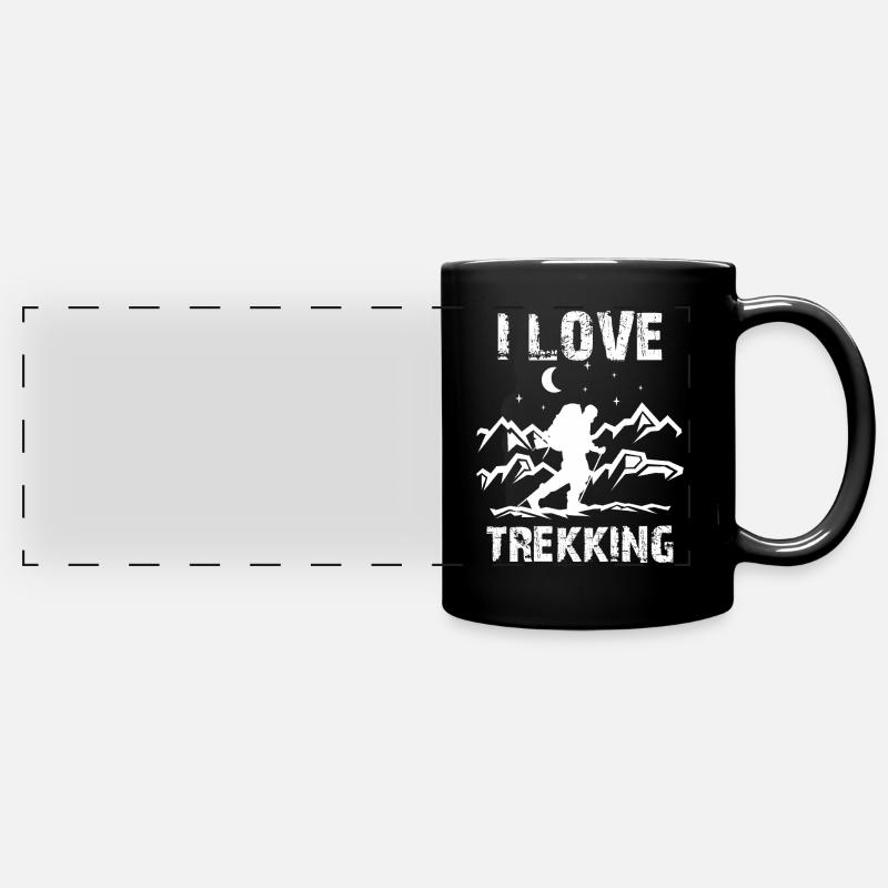 I Love Trekking Hiking Wanderer Hike - Full Colour Panoramic Mug - black