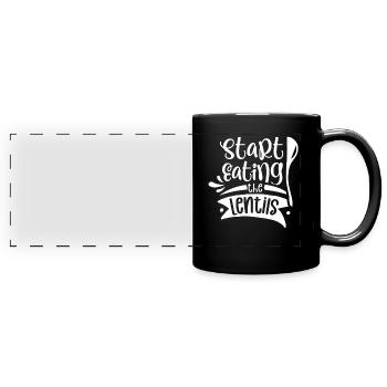 Start eating the lentils Lentil Lentil Soup - Full Colour Panoramic Mug - black - Front